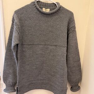 Blackhorse Lane Ateliers GREY BRITISH WOOL GUERNSEY UNISEX SWEATER SE28